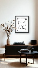 Gentle Giant Original Pit Bull Ink Drawing Art 14×11 Signed Dog Wall Home Decor