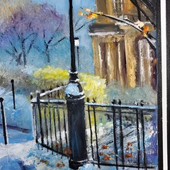 NO IMPORT FEE Yary Dluhos Paris Eiffel Tower Winter Snow Original Oil Painting