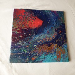 Original 12″x12″ Abstract Acrylic Fluid Art Pour Signed Painting (See Video)