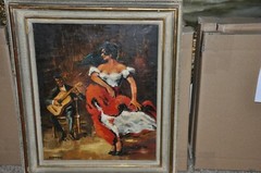 Lovely Large Antique FLAMENCO Dancer Painting by Montero