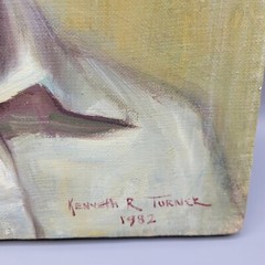 Original Oil Painting By Kenneth R Turner, Texas Man In Cowboy Hat 12″x16″ 1982