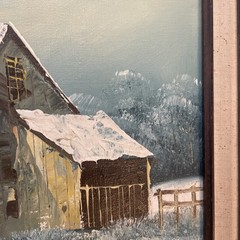VINTAGE ORIGINAL WILLIAM NEWPORT BARN PAINTING OIL/CANVAS 12″X16″ Signed