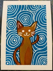 ACEO Original Cat Kitty Kitten Pet Miniature Painting Animal Art OneCraftyLady