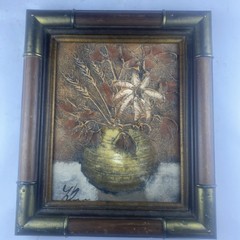 Charles Wendell Helgason II Still Life Flowers Copper Vase Impasto Painting 8×10