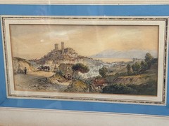 ANTIQUE 19C BRITISH SCHOOL WATERCOLOR PAINTING CANNES FRANCE ACKERMANN GALLERY