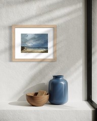 8×10 Original Oil Seascape Painting Rocky Beach Ocean Storm Coastal Art G2U