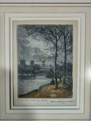 ORIGINAL WATERCOLOR AQUATINT “A WINTRY MORNING” DATED 1900 SIGNED