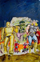 TO AVENGE THE EARTH EARL NOREM AVENGERS RAMPAGING HULK ORIGINAL MARVEL ART REPRO