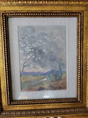 1938 Antique Gaston Levi Levy Listed Artist Restorer Watercolor Gouache Painting