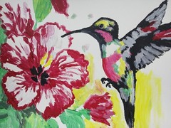 Abstract/Expressionism Hummingbird 11×14 One of a Kind Colorful Acrylic Painting
