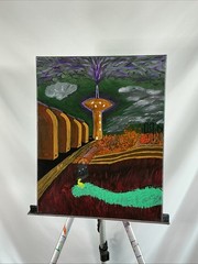 TJ Pitts Original Abstract Painting Sci-Fi Surrealist Industrial Canvas Art 20×1
