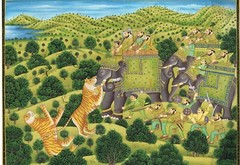 Indian Hunting Art Painting Of Maharaja Shooting The Tiger 17.5×13.5 Inches
