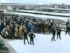 Concentration Camp-Holocaust Watercolor Painting-1970s-Israel Louis Winarsky