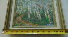 Framed Original Oil Painting birch trees artist signed 12X15 inch