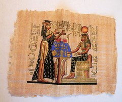 Vintage Egyptian Art on Papyrus Paper, Authentic, Signed, Seven Pieces!!