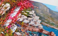 AMALFI PAINTING ITALY SEA PANORAMA by PAINTER SANNINO ITALIAN Italien malerei