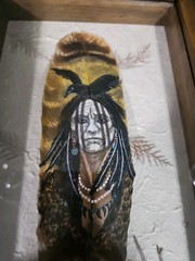 Hand Painted Feather Wall Art Susan Ware 2014 Signed Framed Home Decor Tribal