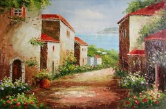 Tuscany Italy Landscape – 7, Quality Hand Painted Oil Painting, 24x36in
