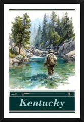 Fish Kentucky Fishing Travel Poster Prints Framed Or Canvas Rivers & Lakes