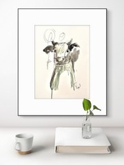 Original Abstract MInimalism 9×12 Cow Handmade Signed Bedroom Decor 20