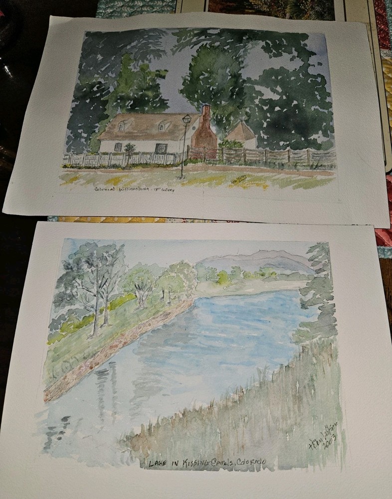 Lot Of 2 Original Watercolor Paintings Signed Helen Wilson 2001/2003 Unframed