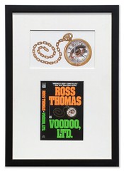 Voodoo, Ltd. by Ross Thomas cover art framed with paperback first edition cover