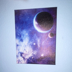 Outer Space Planets Illustration Painting on Canvas, Unframed
