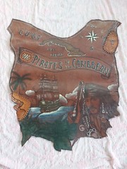 Pirate of the Caribbean Customized Acrylic Painting on Cowhide WallHang 31″x25″