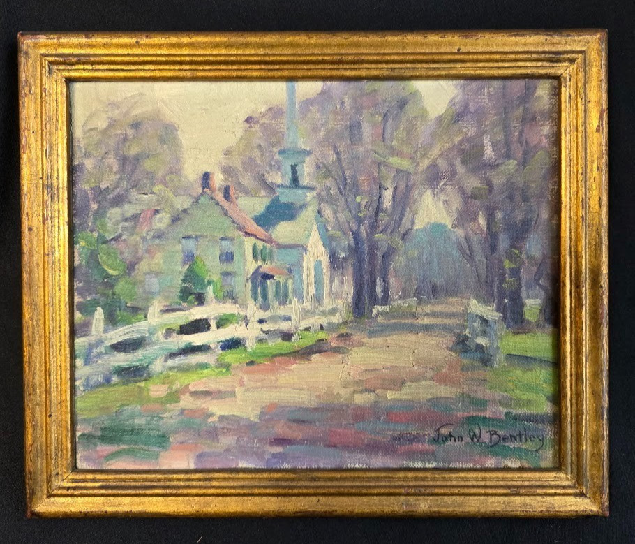 JOHN W. BENTLEY WOODSTOCK NY ANTIQUE IMPRESSIONIST LANDSCAPE OIL PAINTING