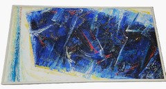 MCM Painting, Oil on Canvas, Unsigned, Abstract, Space Window, c1970s, FL, 38″w