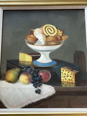 Antique Drawing Pastry Cake Bakery 19th Century Still life Dessert Mystery 1871