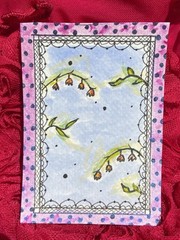 ACEO Original Art Pink Flowers Lily Of The Valley Shimmer 3.5×2.5 Mixed Media