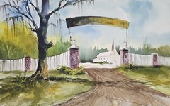 The Old Church Original Watercolor Painting Parish Church Catholic 22×15 Steeple
