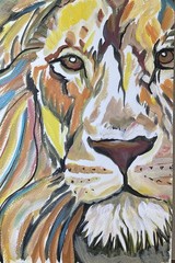 9”x12” Lion, Watercolor/Mixed Media/Heavy Paper, COA, Handmade/signed By Artist.