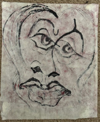 Corbellic Abstract Cubism Portrait Urban Paper Art Original 7.5″ H X 6.5″ L