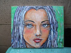 ANOTHER DULL DAY oil painting big eyes canvas NEW original 8×10 signed Crowell