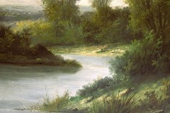 American school 19th century exceptional landscape oil painting signed C Young