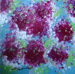 Original painting square foot „Magenta Blossoms“ acrylic on canvas Steven Graff