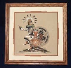 Beautifully Detailed Navajo Sand Painting Signed by Michael Watchman 17″ X 17″