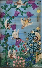MICHAEL FINSTER- GA Folk Artist-Original Signed Acrylic-Flower People in Spring