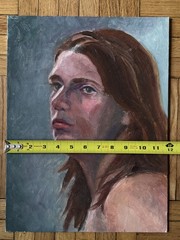 Vintage Portrait Acrylic Board Portrait Woman Long Hair 12×16 Peter Feldman