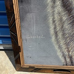 Vintage Original Signed Ernesto Sanchez Velvet Wolf Art Hand Carved Frame
