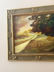 M. Bogin Large Vintage Signed Oil on Canvas – Trees Lining a Country Road