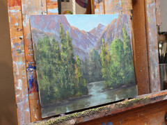 Jeff Love Art 9X12″ Original Oil Painting Mountain Pines Tranquil Reflections