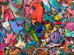 Original Abstract Painting Serg Graff „The Magical Cat“ Fantasy Surreal Art, COA