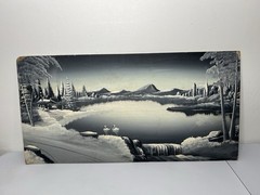 Jake Overbeek Vintage Unframed Oil Painting Swan Lake READ
