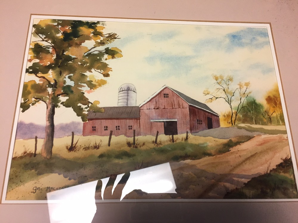 Beautiful Authentic Waterpainting of Barn – In Frame – Medium-Large Size