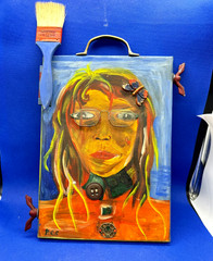 Painting Handmade oil young original decor Length 13.7 inches Width 6.3 inches