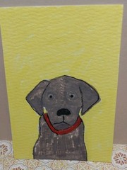 ACEO ATC Expressionism Original Painting Brown Puppy Dog 3.5×2.5 Collectible