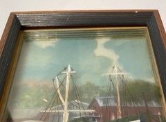ORIGINAL SIGNED P. Rugg 3D Stereographic Oil Layered Glass Painting, Nautical